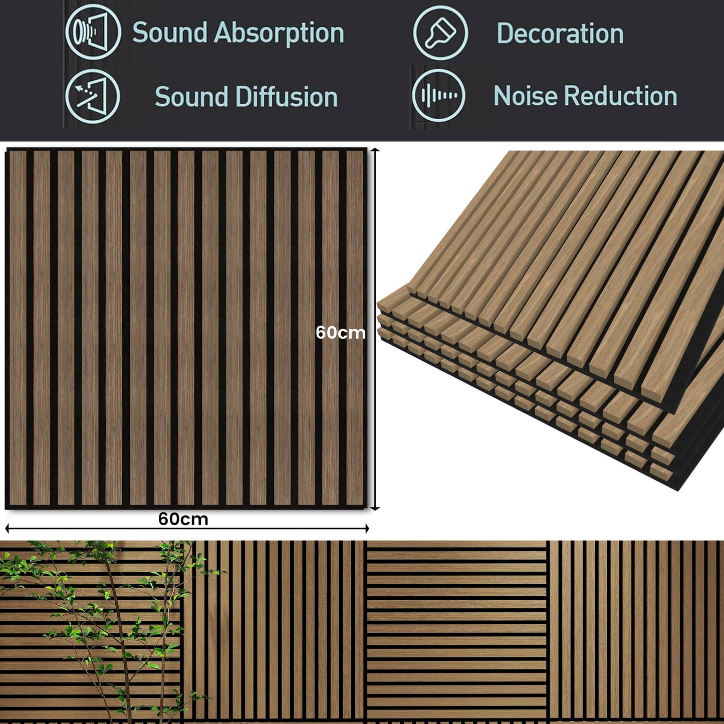 Acoustic Slat Wood Panels size
