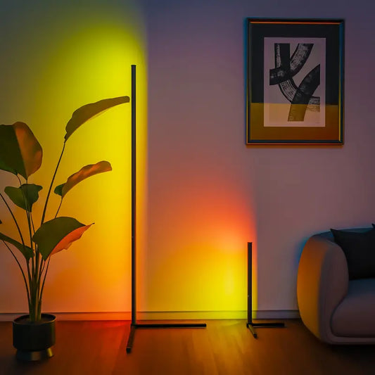 Smart LED corner lamp with RGB color control via mobile app