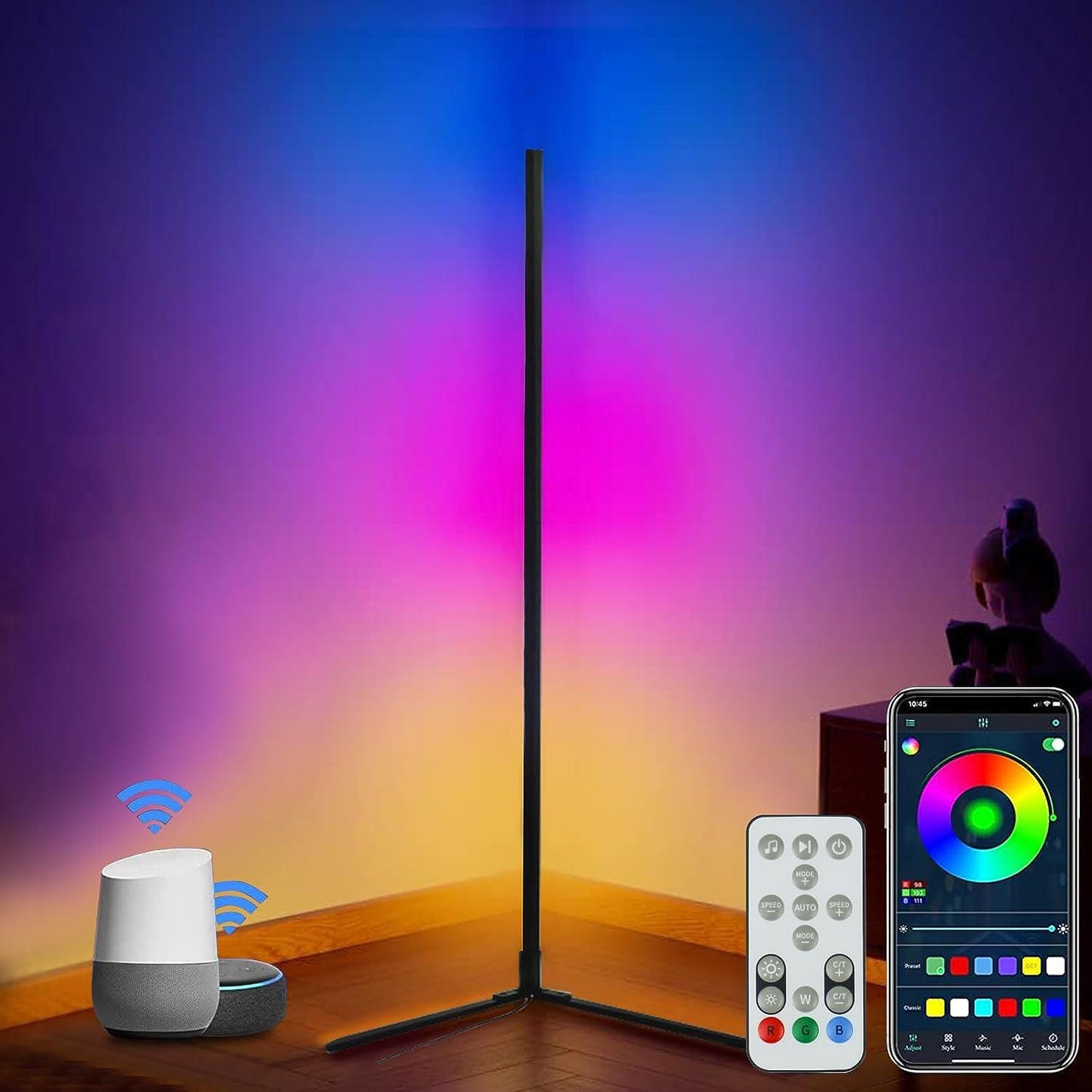 RGB LED Floor Lamp Smart Modern Stand Light - Tempo Gear