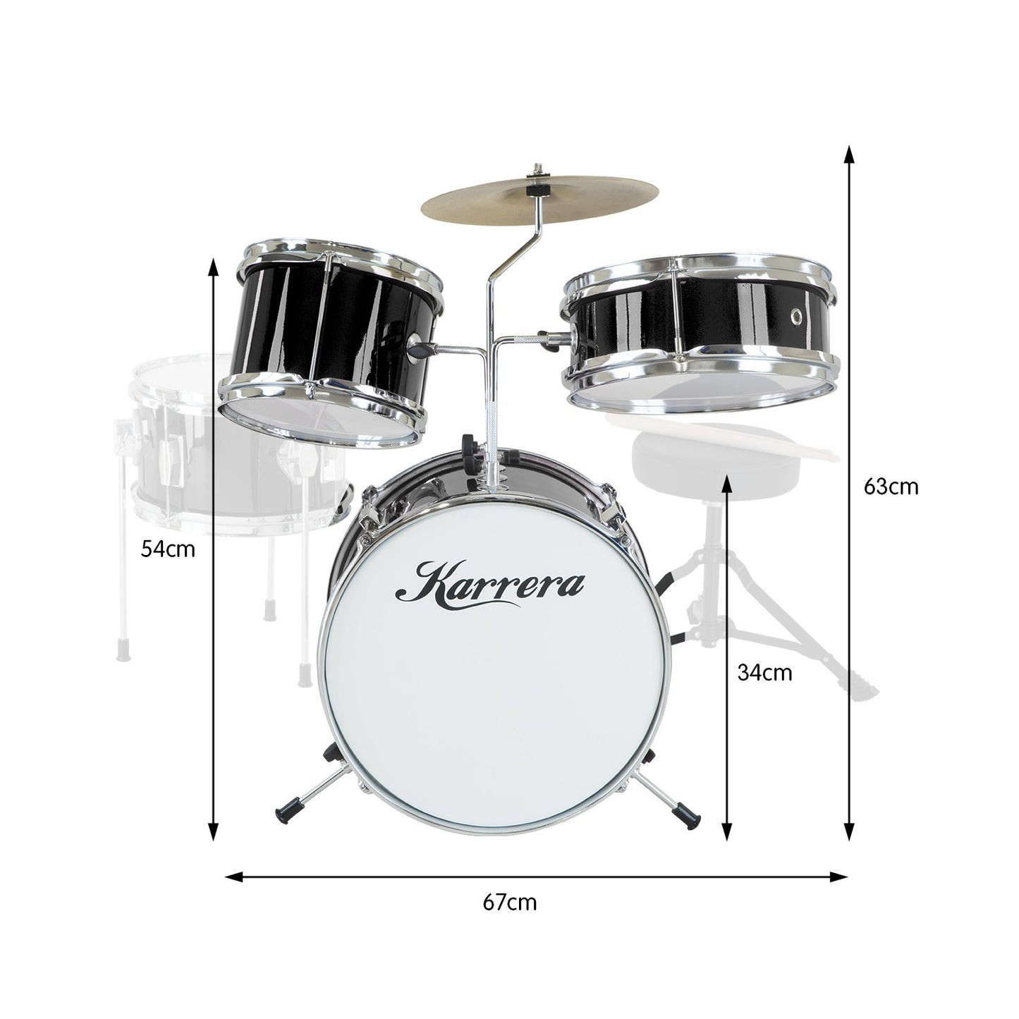 Kids 4pc Drum Kit - Black