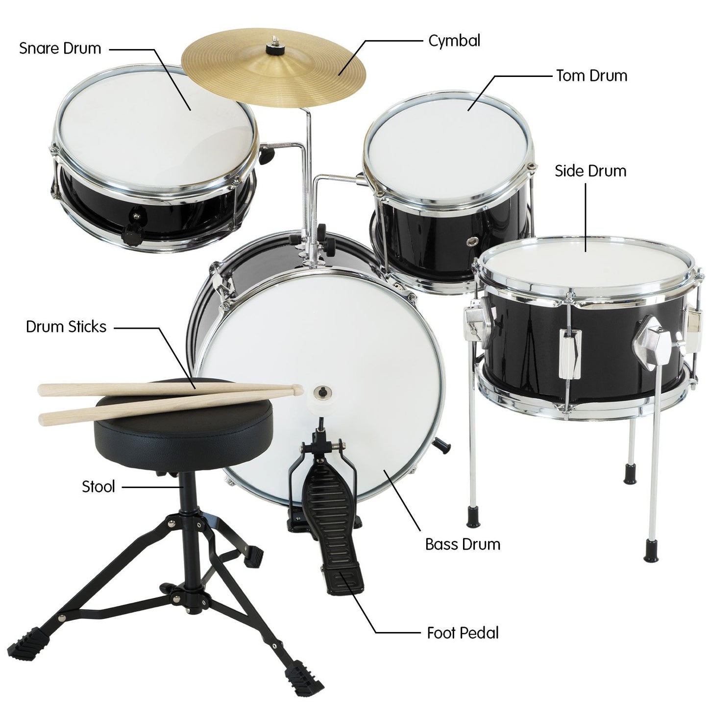 Kids 4pc Drum Kit - Black