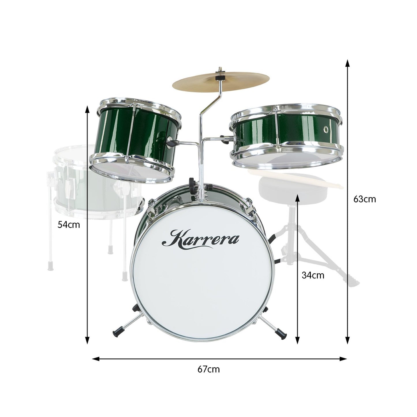 Children's 4pc Drumkit - Green