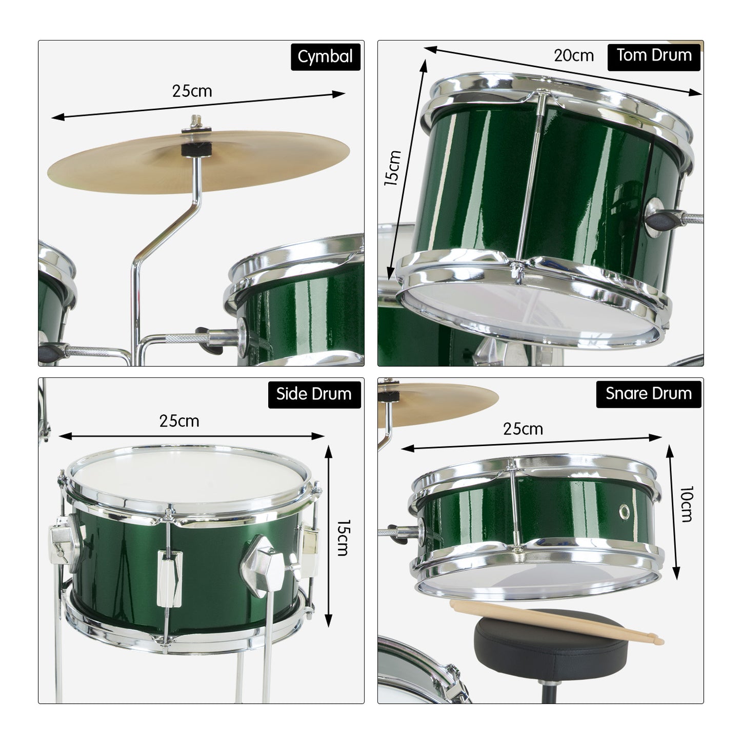 Children's 4pc Drumkit - Green