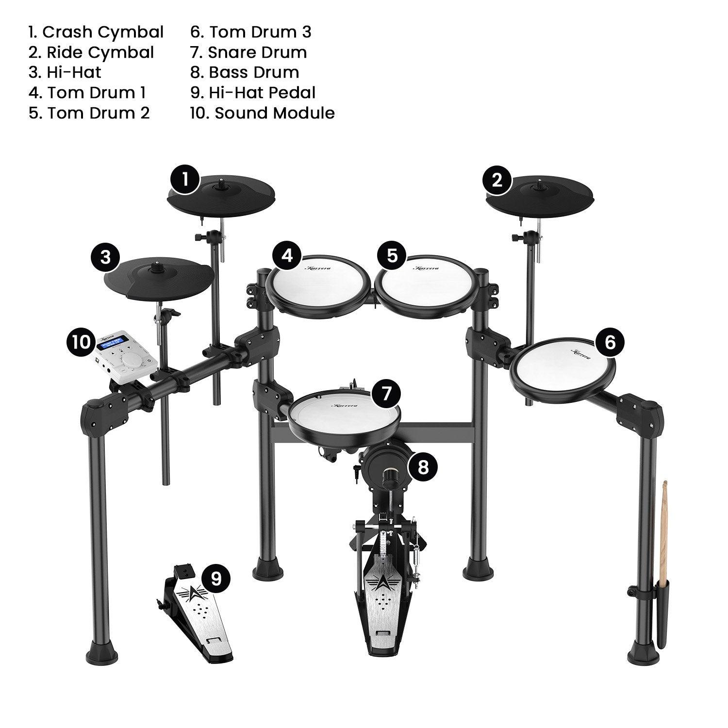 Silent Rhythm Pro Electronic Drum Set with Mesh Heads & USB MIDI - Tempo Gear