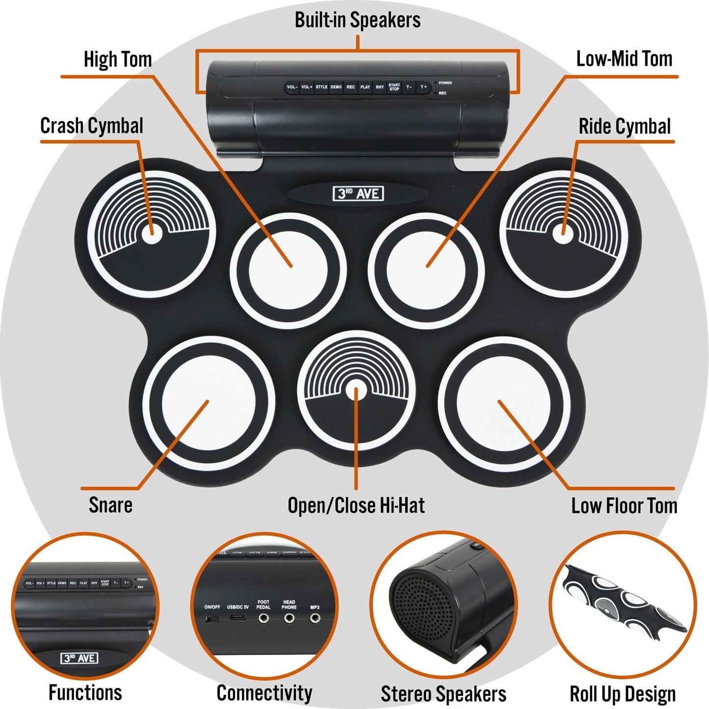 3rd Avenue Roll Up Drum Kit - Tempo Gear