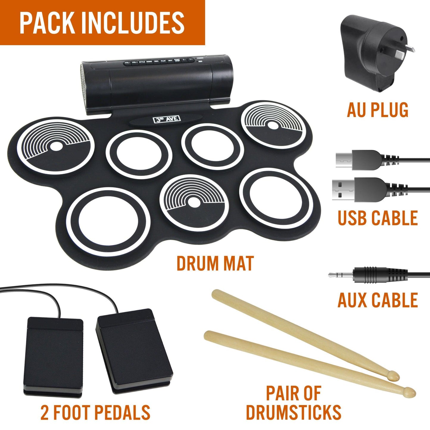 3rd Avenue Roll Up Drum Kit - Tempo Gear