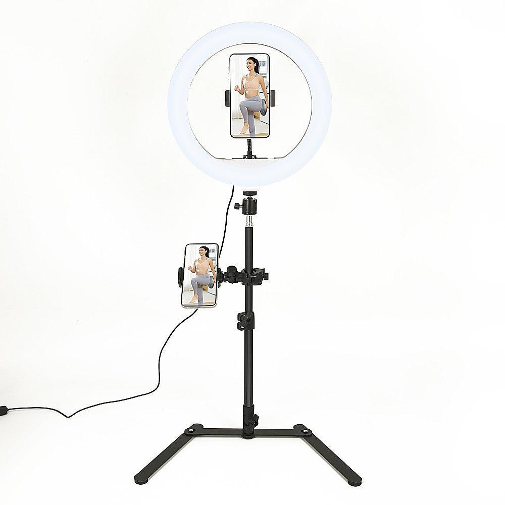 12 Inch LED Video Ring Light with Tabletop Light Stand and Phone Holder Black - Tempo Gear
