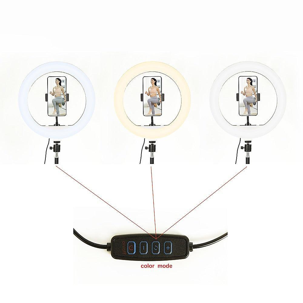 12 Inch LED Video Ring Light with Tabletop Light Stand and Phone Holder Black - Tempo Gear