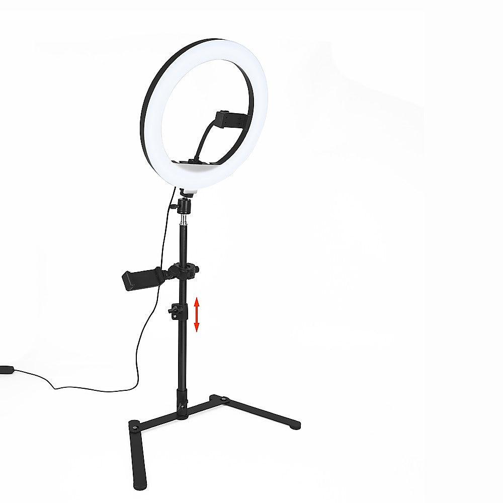12 Inch LED Video Ring Light with Tabletop Light Stand and Phone Holder Black - Tempo Gear