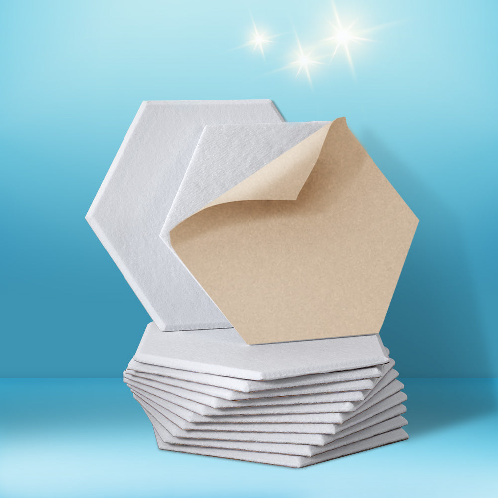 White Hexagon Acoustic Panel Self-Adhesive display