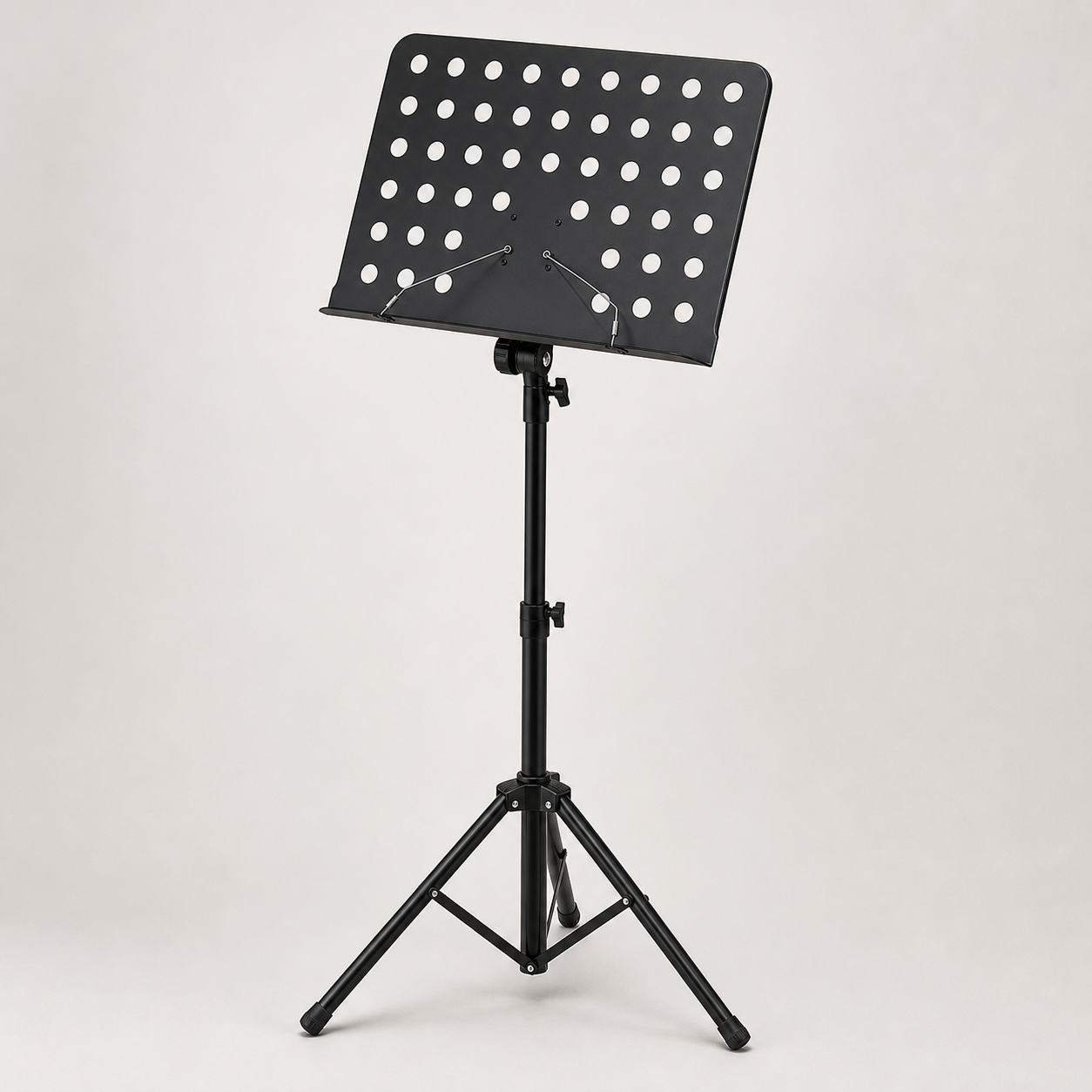 Tempo Gear black metal music stand shown from an angled studio view