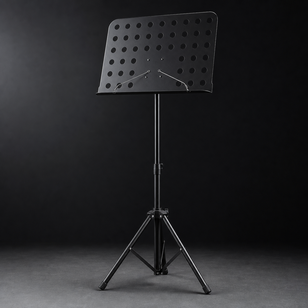 Tempo Gear heavy duty music stand in a premium dark studio