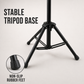 Stable tripod music stand base with non-slip rubber feet