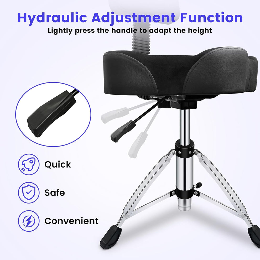 Throne Rails Backrest Ergonomic Drum Throne with Backrest Hydraulic Adjustable 360° Rotation ...